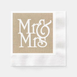 Burlap Mr. & Mrs Paper Napkins Serviette
