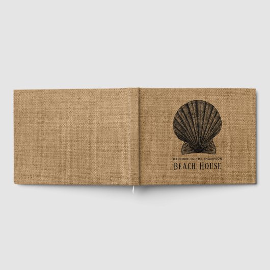 Burlap Muschel Beach House Gästebuch (Voll)