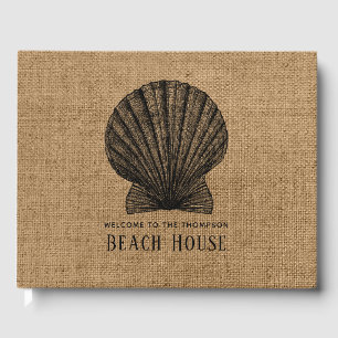 Burlap Muschel Beach House Gästebuch