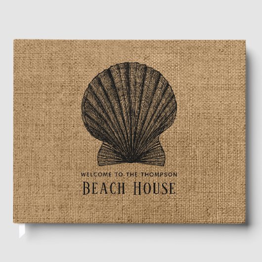 Burlap Muschel Beach House Gästebuch (Vorderseite)