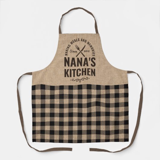 Burlap Nana Kitchen Geschenk Grandmas Vintag Rusti Schürze (Vorderseite)