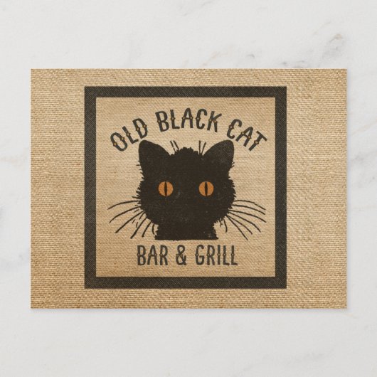 Burlap Old Black CAt Bar and Grill Postkarte (Vorderseite)