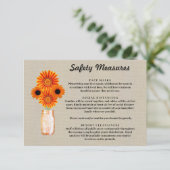 Burlap Orange Floral Mason Jar Sicherheitsmaßnahme Begleitkarte (Stehend Vorderseite)