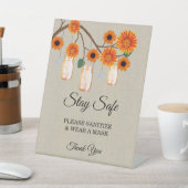 Burlap Orange Floral Mason Jar Wedding Safety Sockelschild (In SItu)