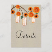 Burlap Orange Floral Mason Jars Wedding Details Begleitkarte (Vorderseite)