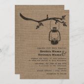 Burlap  Outdoor / Camping Hochzeit Einladung (Vorne/Hinten)