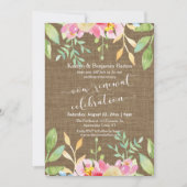 Burlap Painted Blume Vow Renewal Celebration Einladung (Vorderseite)
