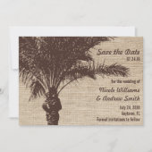 Burlap Palm Tree Brown Ankündigung Datum freihalte (Vorderseite)
