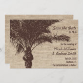 Burlap Palm Tree Brown Ankündigung Datum freihalte (Vorne/Hinten)