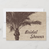 Burlap Palm Tree Brown Bridal Dusche Einladungen (Vorderseite)