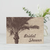 Burlap Palm Tree Brown Bridal Dusche Einladungen (Stehend Vorderseite)