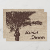 Burlap Palm Tree Brown Bridal Dusche Einladungen (Vorne/Hinten)