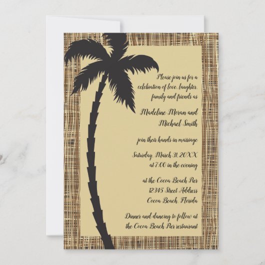 Burlap Palm Tree - Einladung Hochzeit (Vorderseite)
