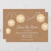 Burlap Party Lanterns Save the Date Einladung (Vorne/Hinten)