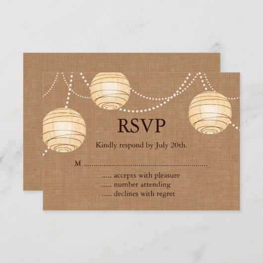 Burlap Party Lanterns UAWG RSVP Karte (Vorne/Hinten)