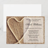 Burlap Pearl Heart Bridal Dusche Einladungen (Vorne/Hinten)