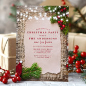 Burlap Pine String Lights Rustikales Weihnachts-Pa Einladung