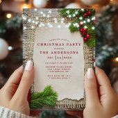 Burlap Pine String Lights Rustikales Weihnachts-Pa Einladung