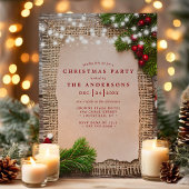 Burlap Pine String Lights Rustikales Weihnachts-Pa Einladung
