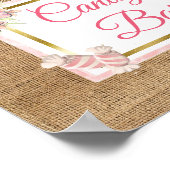 Burlap Pink Floral Candy Air Wedding Sign Poster (Ecke)