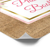 Burlap Pink Floral Foto Stand Wedding Sign Poster (Ecke)