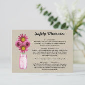 Burlap Pink Floral Mason Jar Sicherheitsmaßnahmen Begleitkarte (Stehend Vorderseite)