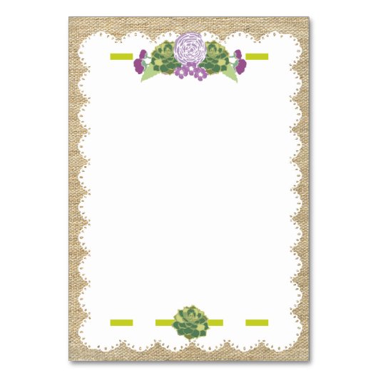 Burlap Platzkarte Tischnummer (Rückseite)