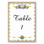 Burlap Platzkarte Tischnummer (Vorderseite)