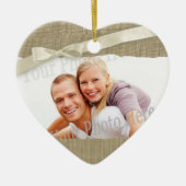 Burlap Print Foto-Rahmen mit Bow Keramikornament (Vorne)