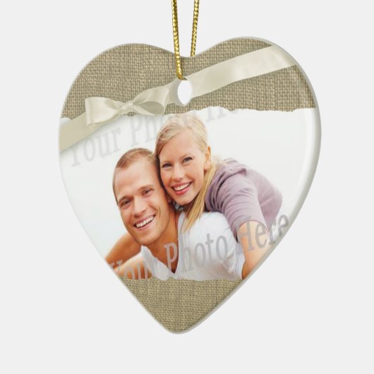 Burlap Print Foto-Rahmen mit Bow Keramikornament (Links)