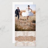 Burlap Print Lace Wedding Vielen Dank für Ihre Fot Dankeskarte (Vorne/Hinten)