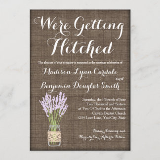 Burlap Print Mason Jar Rustic Wedding Einladungen