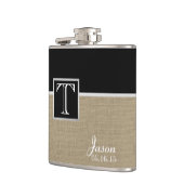 Burlap Print und Monogram Flachmann (Links)