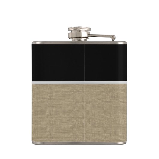 Burlap Print und Monogram Flachmann (Rückseite)