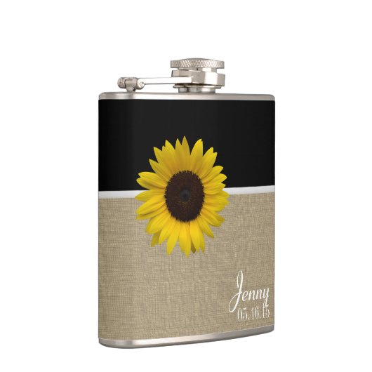 Burlap Print und Sunflower Flachmann (Rechts)