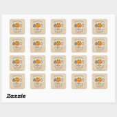 Burlap Pumpkin & Sunflower Baby Dusche Vielen Dank Quadratischer Aufkleber (Blatt)