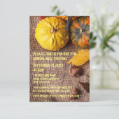 Burlap & Pumpkins - 3x5 Herbst-Party Einladung (Stehend Vorderseite)