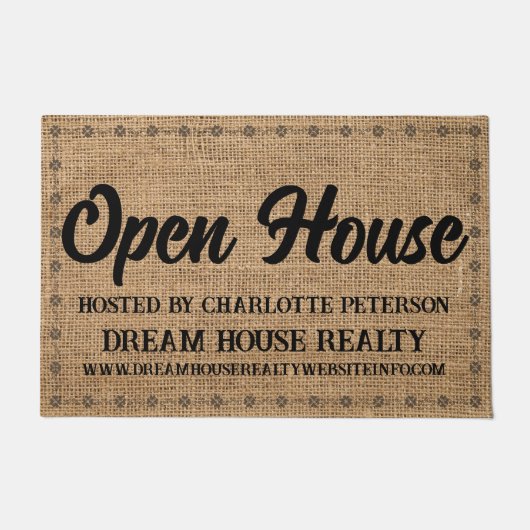 Burlap Real Anwesen Agent Realtor Open House Fußmatte (Vorderseite)