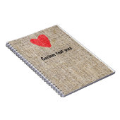 Burlap Red Briefmarke Heart Valentine Notebook Jou Notizblock (Rechte Seite)