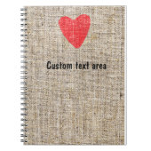 Burlap Red Briefmarke Heart Valentine Notebook Jou Notizblock (Vorderseite)