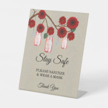 Burlap Red Floral Mason Jar Wedding Safety