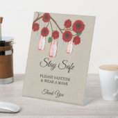 Burlap Red Floral Mason Jar Wedding Safety Sockelschild (In SItu)