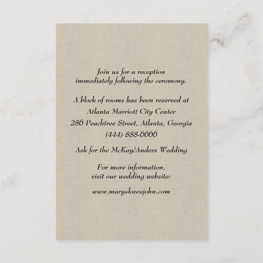 Burlap Red Floral Mason Jars Wedding Details Begleitkarte (Rückseite)