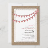Burlap  Red Gingham Bunting Probe Einladung (Vorderseite)