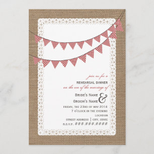 Burlap  Red Gingham Bunting Probe Einladung