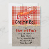 Burlap Red Gingham Shrimp Boil Einladung (Vorderseite)