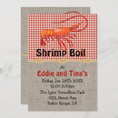 Burlap Red Gingham Shrimp Boil Einladung (Vorne/Hinten)