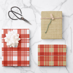 Burlap Red Kariert Geschenkpapier Set