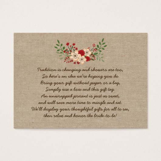 Burlap red Kein Wrapper-Display Brautparty Geschen (Vorderseite)