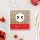 Burlap & Red Mit Monogramm Wedding Serviette (Beispiel)